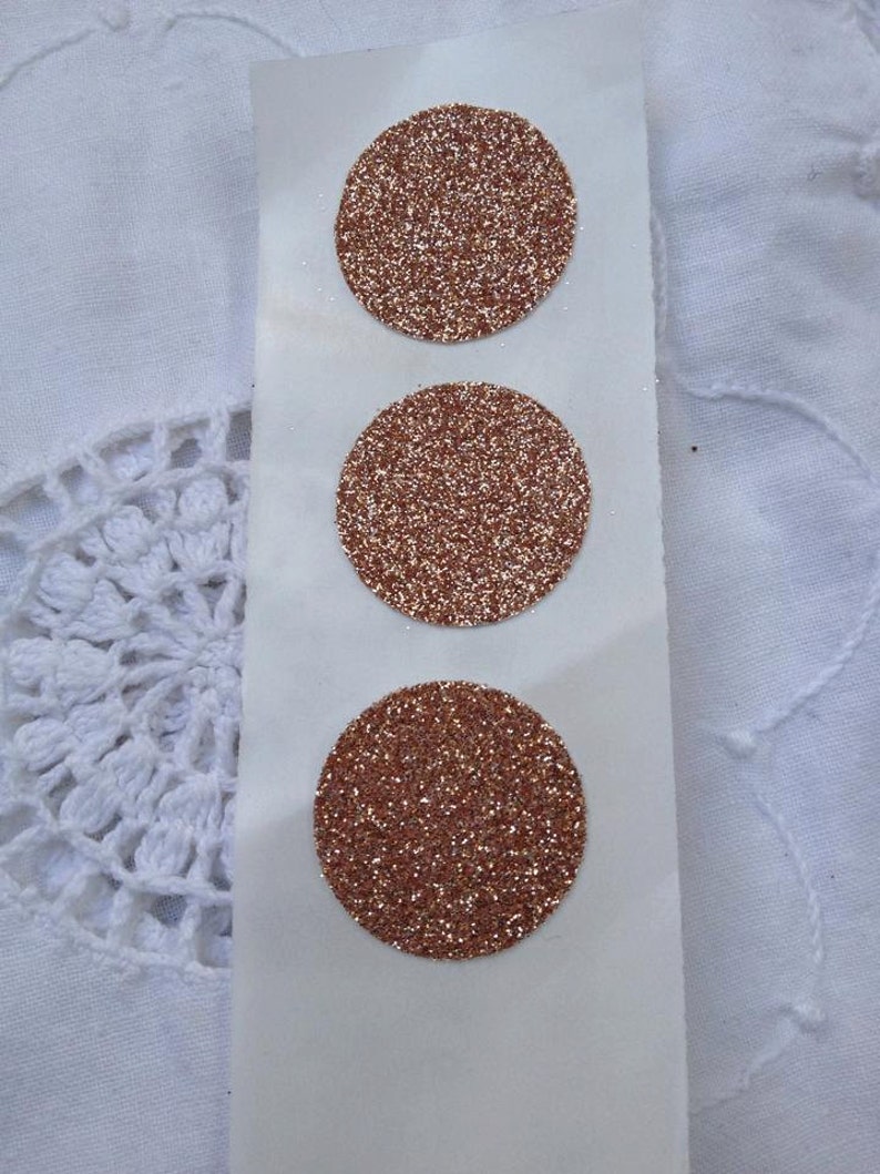 1 x 25 Shimmery Rose Gold Glitter Glamor Circle Seals