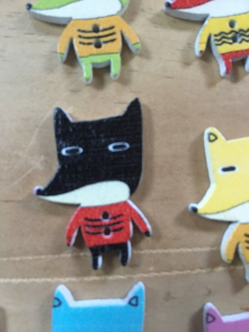 Fox Buttons Painted Wooden Fox Buttons Craft Sewing Etsy Australia