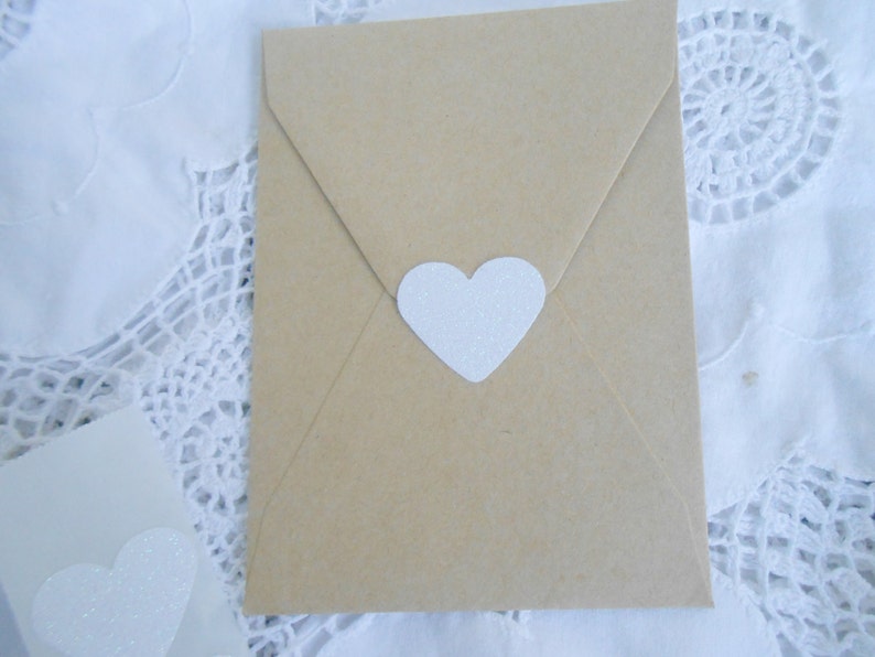Large Sparkly Pearl White Glitter Heart Envelope Seals For Etsy
