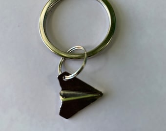 Silver Plane Keychain Metal Paper Plane Keyring