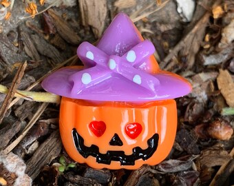 Halloween Pumpkin Pin Witches Hat Brooch