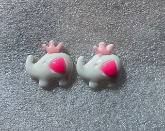 White Elephant Stud Earrings Acrylic and Stainless Steel Studs Kawaii Cool Jewellery