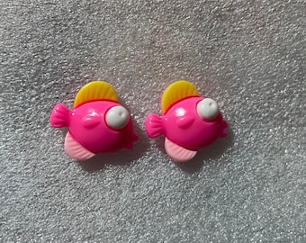 Pink Fish Stud Earrings Acrylic and Stainless Steel Studs Kawaii Cool Jewellery