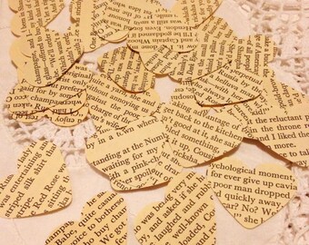 Large Vintage Book Page Love Heart Wedding Table Decoration, Event Confetti, Table Scatters,