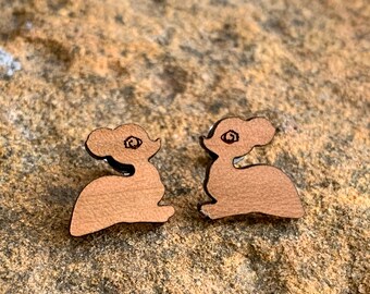 Wooden Baby Deer Stud Earrings Handmade Bambi Wood Earrings wood  Fawn