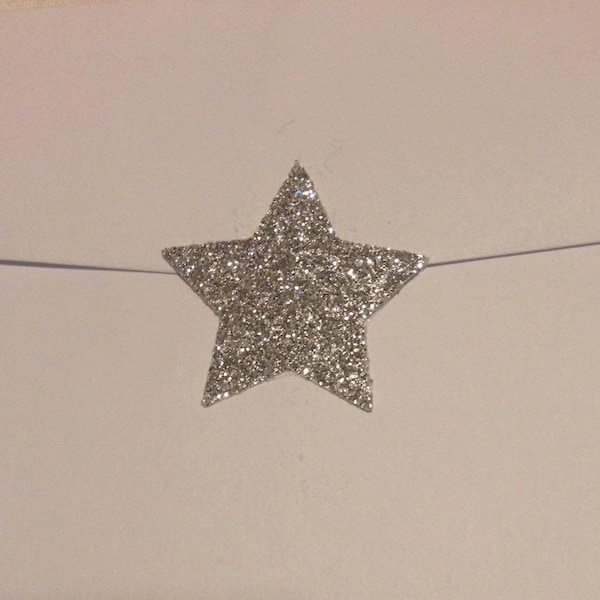 Silver Glitter Star Stickers - Shimmery Silver Glitter Star Seals - Silver Star Envelope Seals