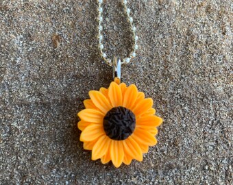 Sunflower Necklace Resin Flower Pendant