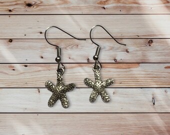 Silver Starfish Hook Earrings