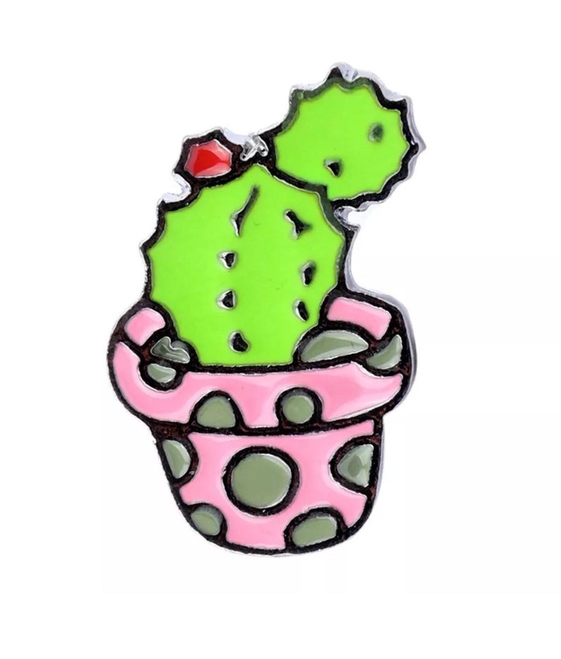 Cactus Pin Cute Kawaii Enamel Pin Brooch Badge Kitsch Cool Etsy