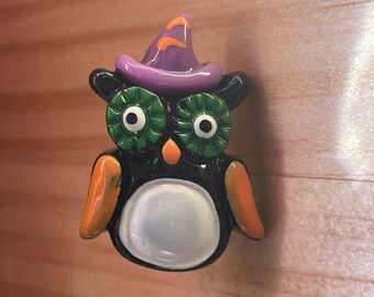Halloween Black Owl Pin Creepy Brooch