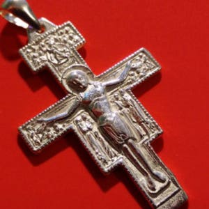 Christian Jewerly-San Damiano Cross-Sterling white gold 18k private listing  pendant-Assisi Cross-art-jesus cross-St Francis Cross