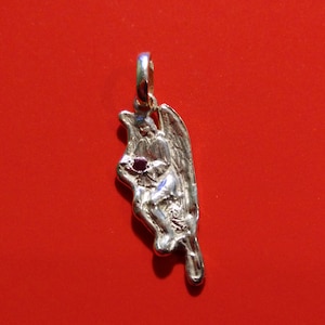 Guardian Angel charm pendant with small stone PERSONALIZED-angel pendant-guardian pendant-angel medal-christian art-catholic pendant