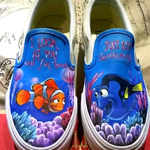 Finding Nemo, Disney shoes, custom vans, hand painted shoes, custom wedding shoes, Disney wedding, Disney themed wedding, Disney vans