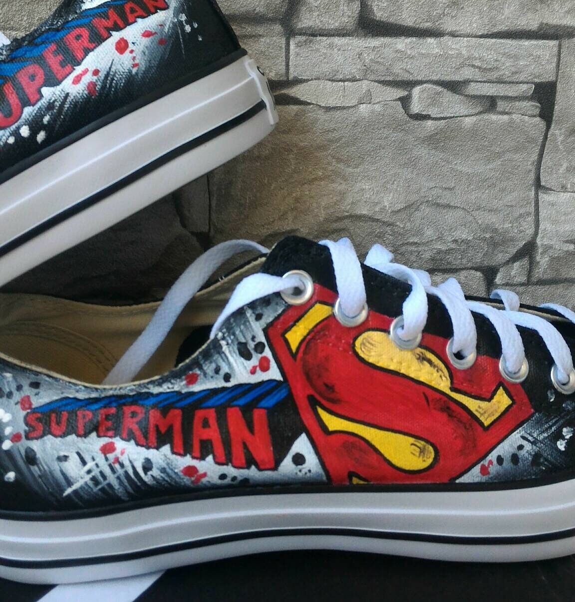 Superman Hand Painted Converse Shoes 