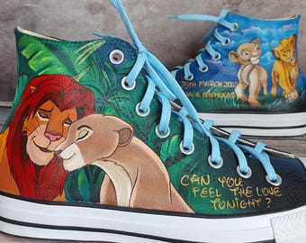The lion King, lion King,hand painted shoes, custom shoes, Disney shoes,  wedding shoes, mufasa and simba, bridal shoes, Disney wedding