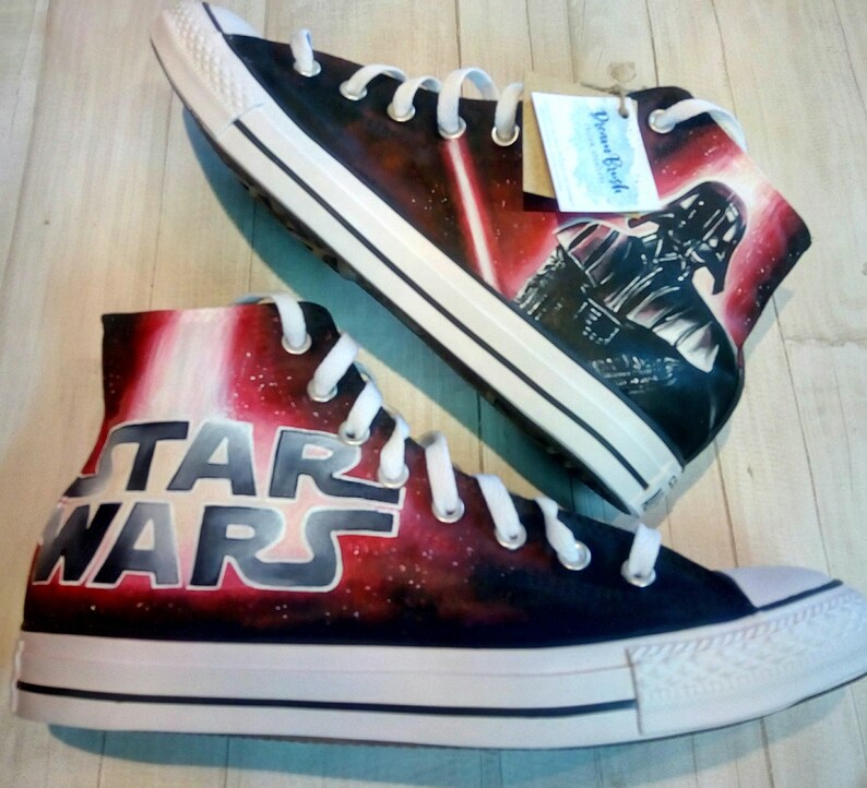Star Wars Hand Painted Converse Shoes Darth Vader Shoes Star - Etsy