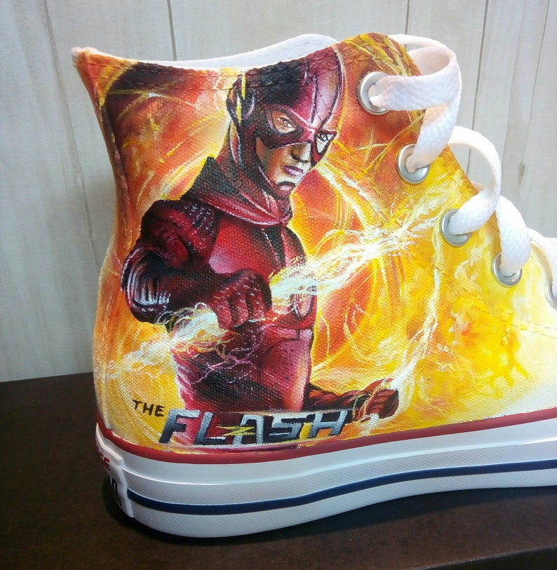 The flash superhero shoes custom converse shoes hand Etsy