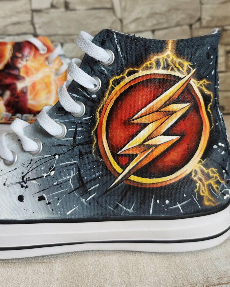 The Flash Superhero Shoes Custom Converse Shoes Hand Etsy