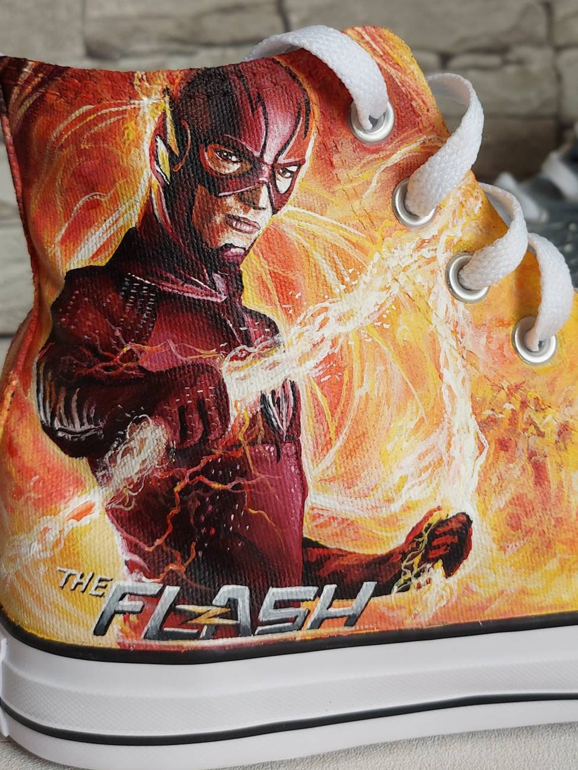 The Flash Superhero Shoes Custom Converse Shoes Hand Etsy