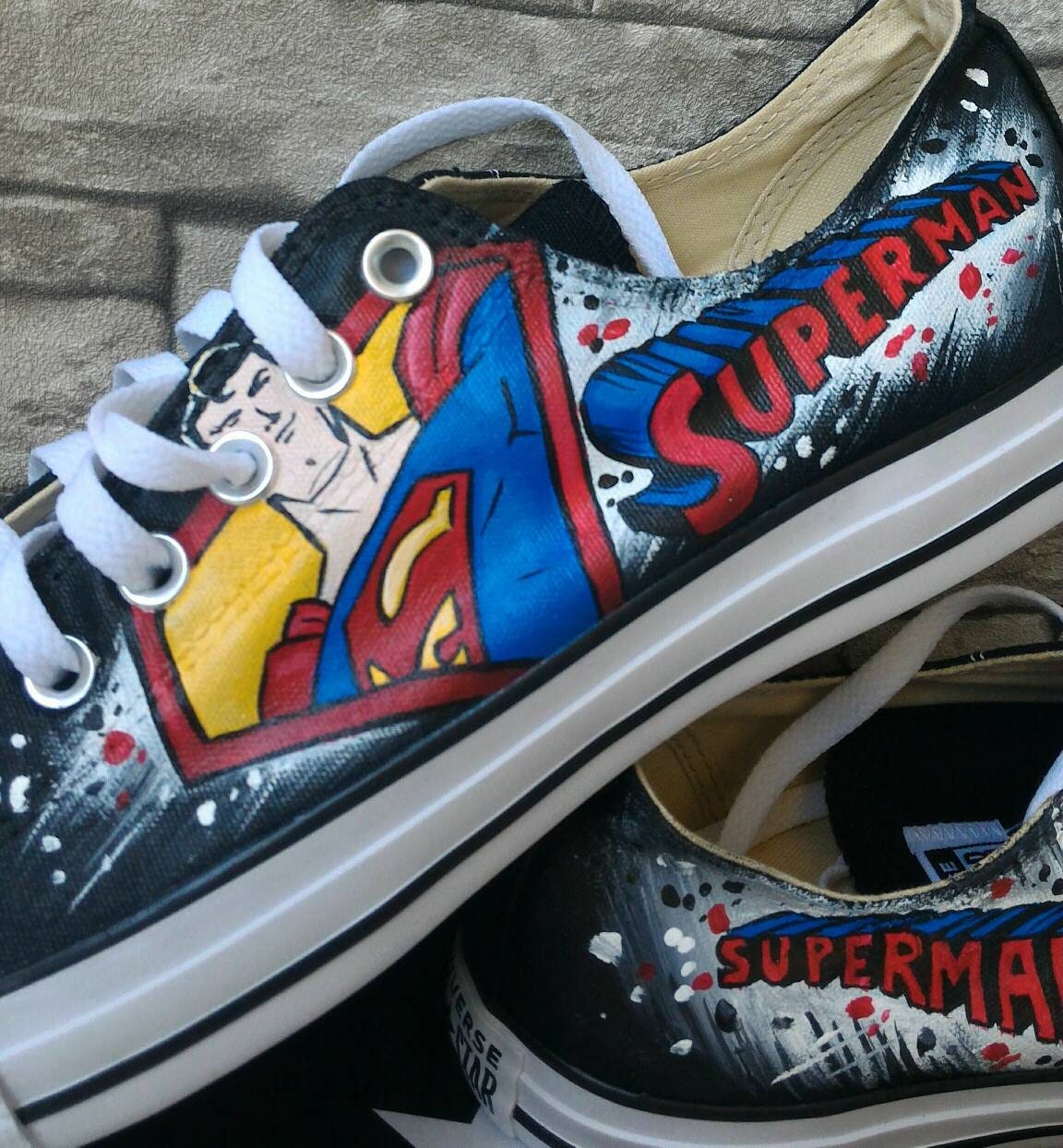 Superman Hand Painted Converse Shoes Low Tops Hand Made - Etsy