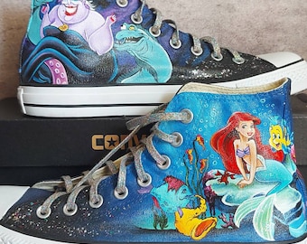 Die kleine Meerjungfrau,Ariel Schuhe,Handgemalte Disney Schuhe,Ariel Schuhe,Handbemalte Disney Schuhe