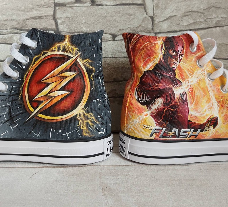 The Flash Superhero Shoes Custom Converse Shoes Hand Etsy