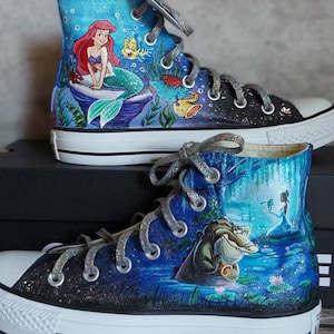 Disney shoes, hand painted shoes,fairytale wedding,Disney bride, Disney gift,rapunzel,ariel,princess jasmine,the princess and the frog