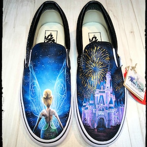 Disney shoes,  hand painted shoes,Disney wedding shoes, Disney Vans shoes, Tinkerbell shoes, hand painted Vans