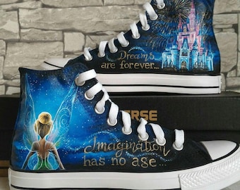 Handgeschilderde Disney-schoenen, Disney-schoenen, Tinkerbell-schoenen, handgeschilderde Converse-schoenen, Disney-trouwschoenen, handgeschilderde trouwschoenen