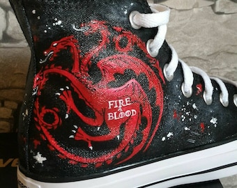 Game of Thrones Hand-Painted Shoes: Daenerys Targaryen Custom Sneakers