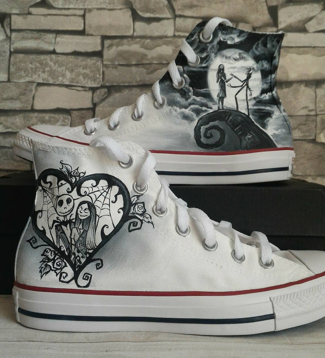 Nightmare Before Christmas Hand Painted Converse Shoes, Wedding Shoes ...