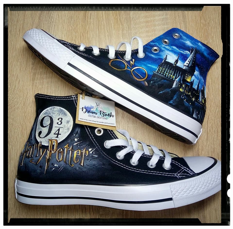 Harry Potter inspired shoes hand painted shoes custom Etsy