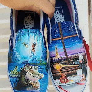 Scarpe dipinte a mano, scarpe Vans personalizzate, scarpe Disney, sposa Disney, principessa Disney, matrimonio Disney