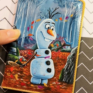 Passport holder, passport case ,Disney themed gift,Olaf, frozen ,hand painted ,lion king