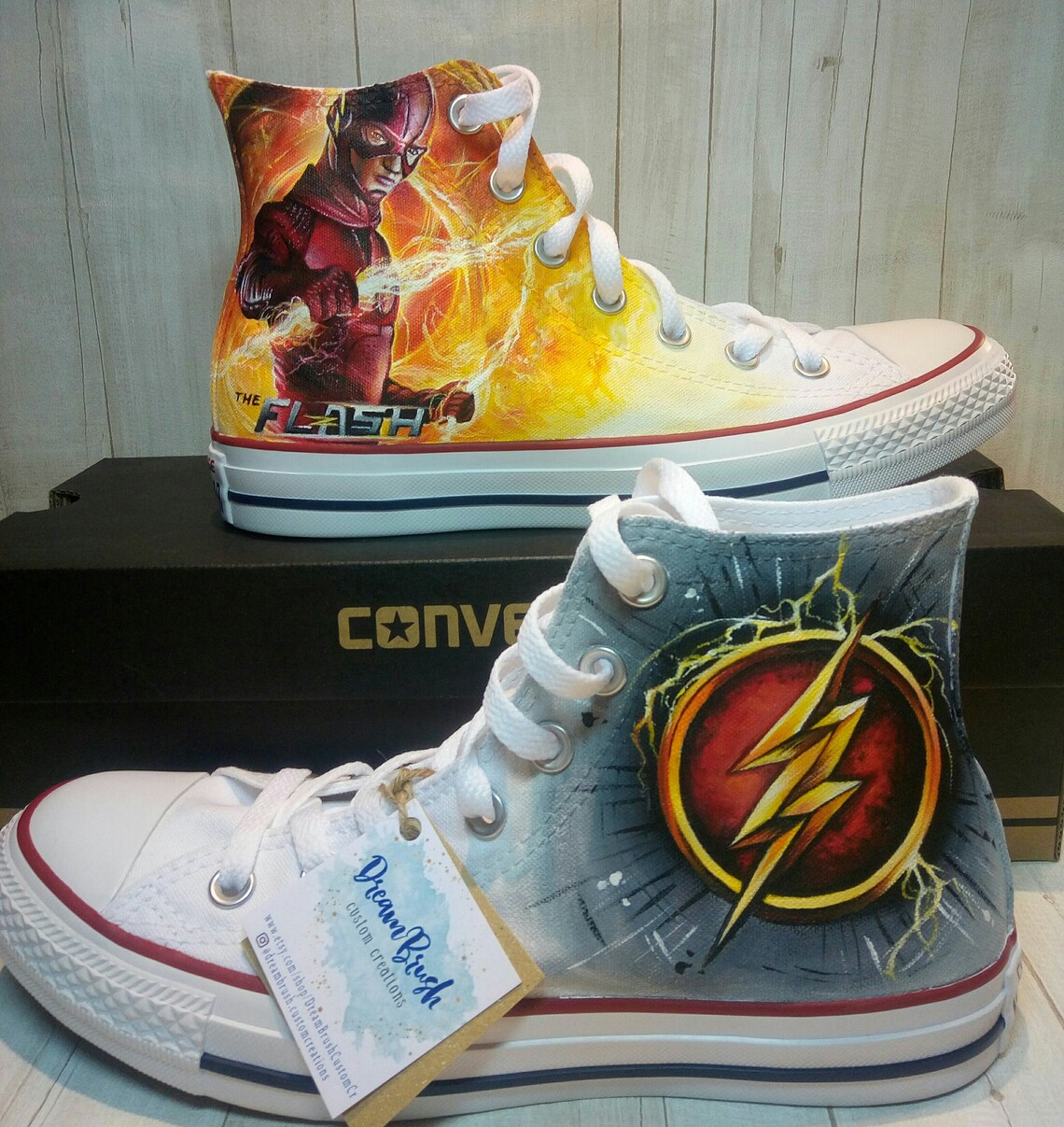 The flash superhero shoes custom converse shoes hand Etsy