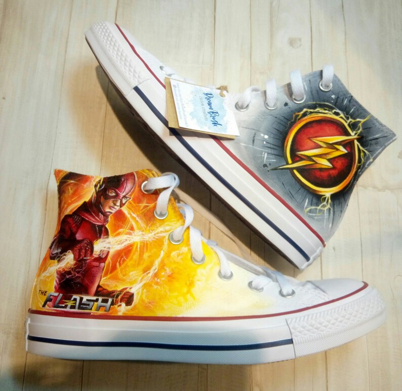 The flash superhero shoes custom converse shoes hand Etsy