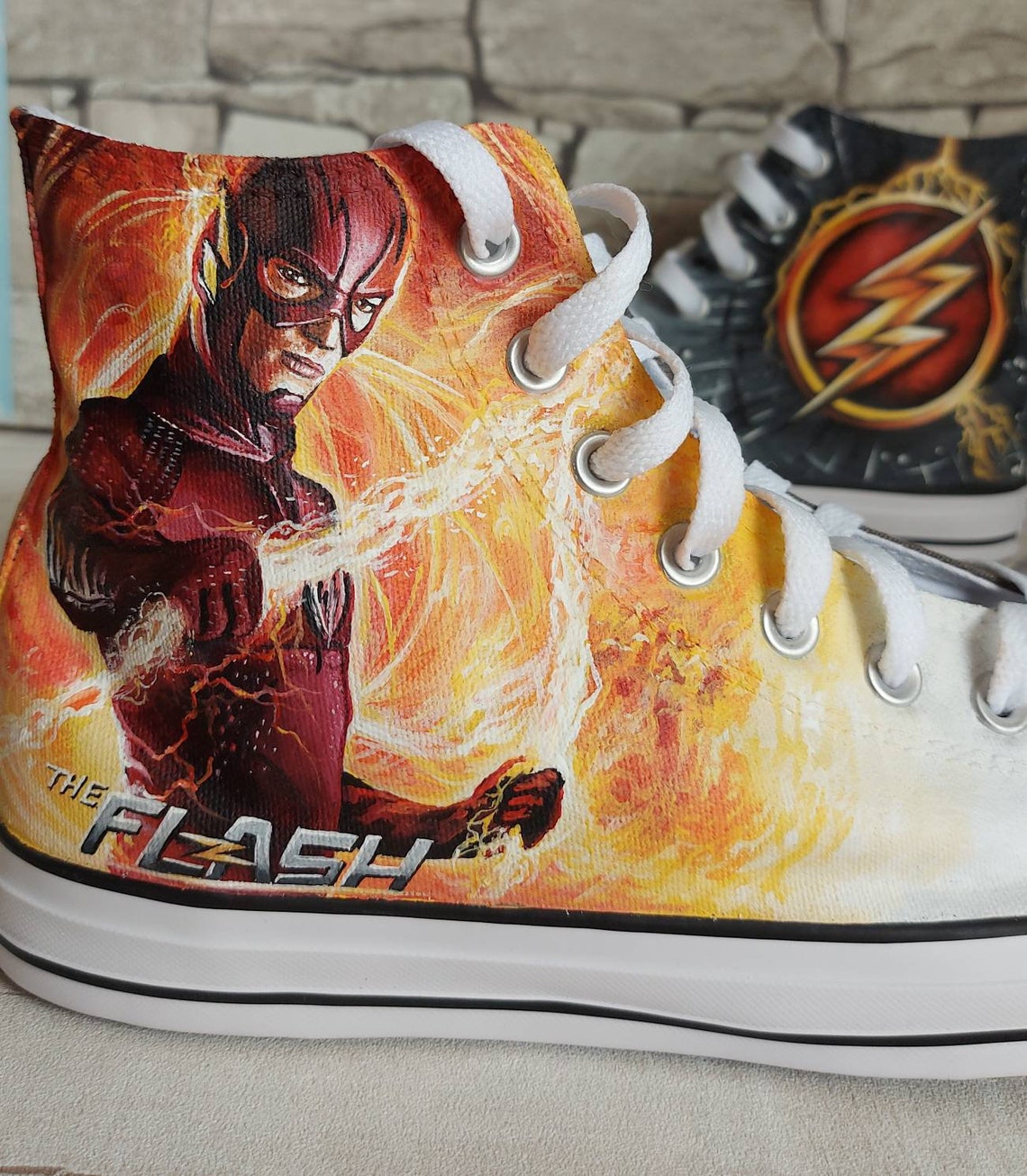 The Flash Superhero Shoes Custom Converse Shoes Hand Etsy