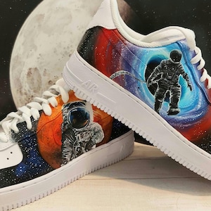 Galaxy shoes,space themed shoes,galaxy themed,astronaut themed,hand painted shoes,custom nike shoes,air force 1 shoes , birthday gift