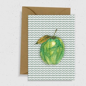 Carte de voeux Pomme de mes yeux - fruits - aquarelle - illustration - intérieur vierge - enveloppe fournie - carte recyclée