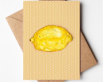 Lemon Greeting Card: Watercolour Fruit Illustration, Recycled FSC Card