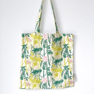 Virginia Creeper Organic Cotton Tote Bag: Botanical Linocut Design image 1