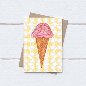 Ice cream Watercolour Greeting Card Illustrations Sprinkles Summer Fun Blank inside Envelope Included image 1