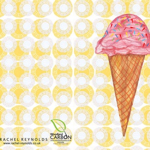 Ice cream Watercolour Greeting Card Illustrations Sprinkles Summer Fun Blank inside Envelope Included image 2