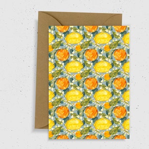 de voeux oranges et citrons | Fruits | Aquarelle | Blanc à l'intérieur | Carte recyclée | Certifié FSC