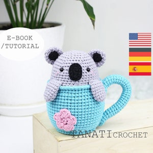 CROCHET PATTERN Rattle koala in the cup (Tutorial, PDF file)