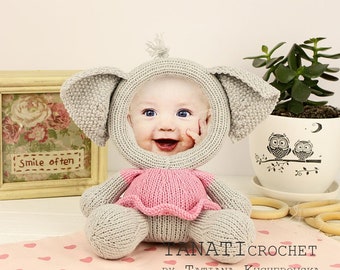 KNITTING Pattern of Photo Frame Elephant (Tutorial, PDF file)