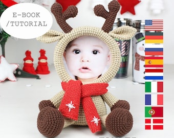 Crochet Deer Photo Frame Pattern, Amigurumi Christmas Gift (PDF Pattern)