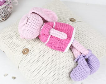 Padrão de crochê de brinquedo do coelho sonolento (arquivo PDF do tutorial de amigurumi)