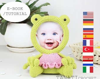Crochet Pattern of Photo Frame FROG, Crochet Mother's Day (Tutorial, PDF file)