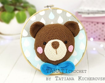 CROCHET PATTERN “Wall hanging Bear” (Tutorial, PDF file)/Wall Hanging/Nursery wall decor